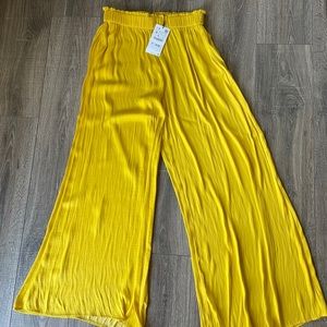 Zara yellow flowy beach pants